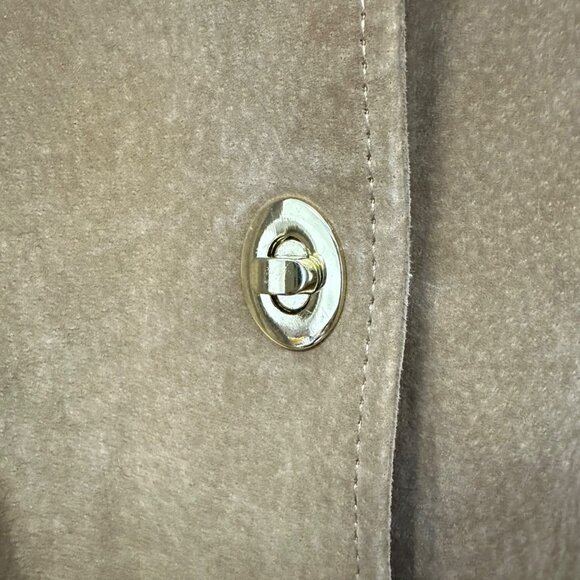 Dennis Basso Suede Leather Tan Coat Jacket Size XL NWT Turnkey Button Classic - Picture 7 of 14